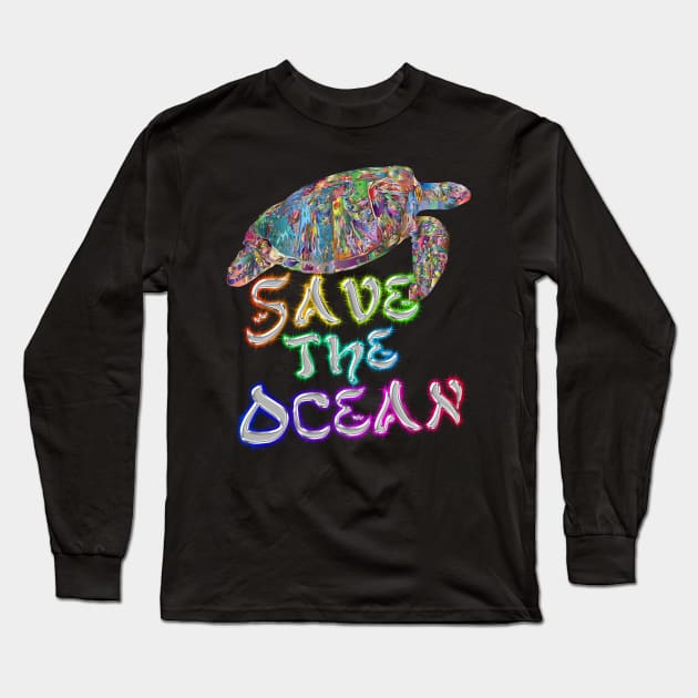 Save The Ocean - Turtle - Rainbow Long Sleeve T-Shirt by Printaha